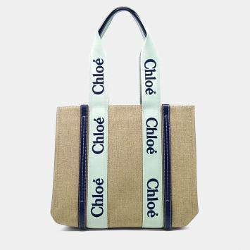 مملوكة مسبقًا حقيبة كلوي وودي قماش بيج متوسطة