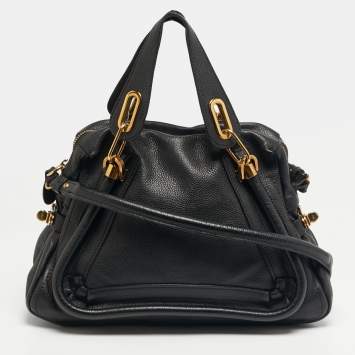 مملوكة مسبقًا Chloe Paraty Medium Black Leather Shoulder Bag