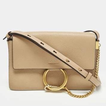 مملوكة مسبقًا Chloe Faye Small Two Tone Beige Leather Shoulder Bag