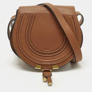 مملوكة مسبقًا Chloe Marcie Small Brown Leather Shoulder Bag
