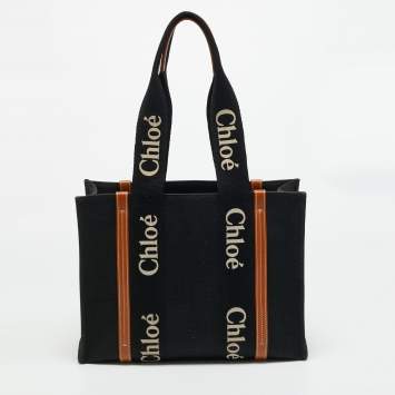 Pre Owned حقيبة كلوي توتي قماش بيج/كحلي متوسط