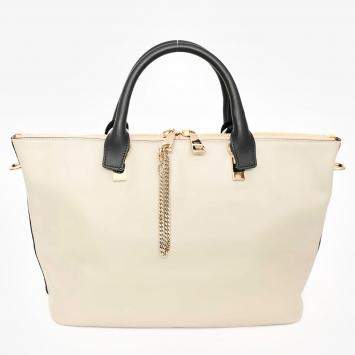 Pre Owned حقيبة يد كلوي 2014 بايلي جلد أسود/رمادي فاتح مع حزام