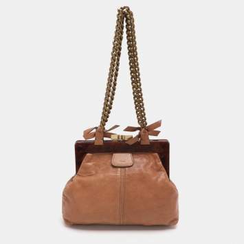 مملوكة مسبقًا Chloe Beige Leather Frame Shoulder Bag