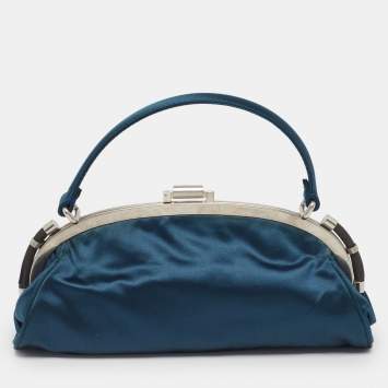 مملوكة مسبقًا Chloe Frame Teal Green Satin Clutch Bag