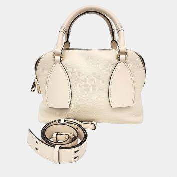 Pre Owned Chloe Cream Leather Daria Medium