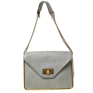 Pre Owned Chloe Grey Leather Sally Medium Shoulder Bag