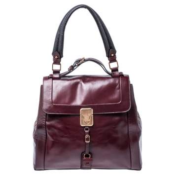 Pre Owned Chloe Burgundy Leather Top Handle Bag