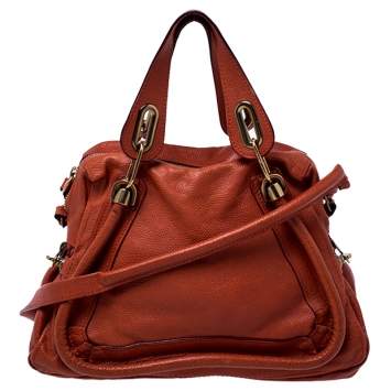 Pre Owned Chloe Orange Leather Medium Paraty Shoulder Bag