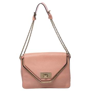 مملوكة مسبقًا Chloe Coral Orange Leather Medium Sally Flap Shoulder Bag