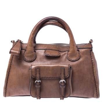 Pre Owned Chloe Brown Leather Edith Satchel 