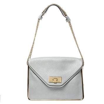 Pre Owned Chloe Pale Blue Leather Medium Sally Flap Shoulder Bag
