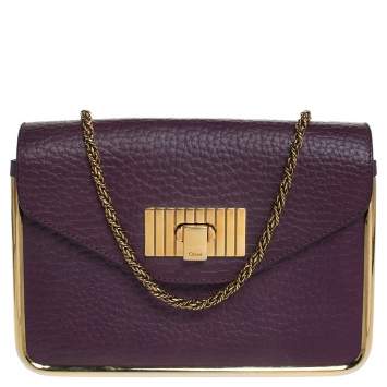 Pre Owned Chloe Purple Leather Small Sally Shoulder Bag