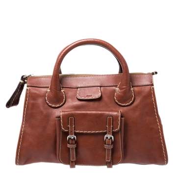 Pre Owned Chloe Brown Leather Edith Bag