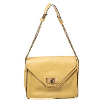 Pre Owned Chloe Yellow Leather Medium Sally Shoulder Bag