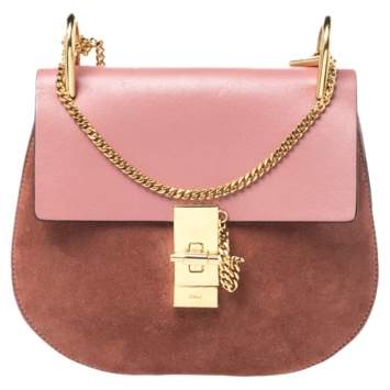 Pre Owned Chloe Pink Suede And Leather Drew Crossbody Bag