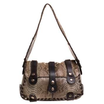 Pre Owned Chloe Brown/Grey Python Silverado Shoulder Bag