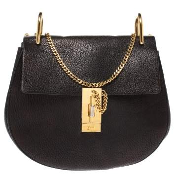 Pre Owned Chloe Black Leather Medium Drew Shoulder Bag