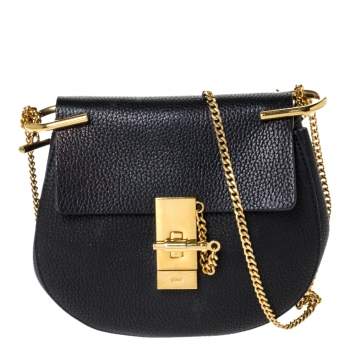 Pre Owned Chloe Black Leather Mini Drew Shoulder Bag