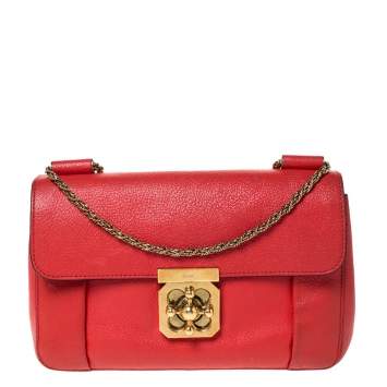 Pre Owned Chloe Orange Leather Medium Elsie Shoulder Bag
