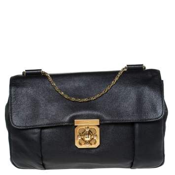 Pre Owned Chloe Black Leather Large Elsie Shoulder Bag