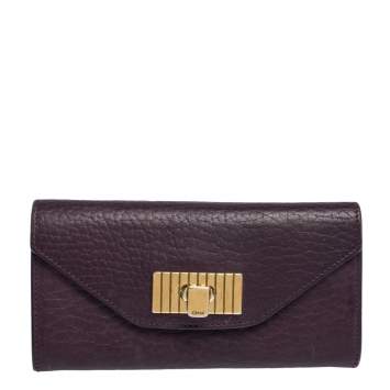 Pre Owned Chloe Purple Leather Sally Continental Wallet