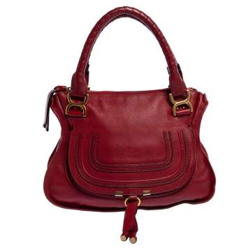 Pre Owned Chloe Red Leather Medium Marcie Shoulder Bag