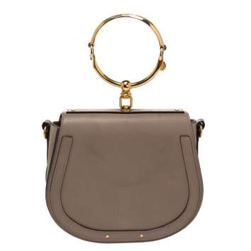 Pre Owned Chloe Taupe Leather Medium Nile Bracelet Shoulder Bag
