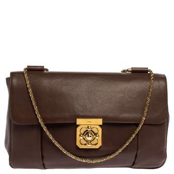 Pre Owned Chloe Dark Brown Leather Large Elsie Shoulder Bag