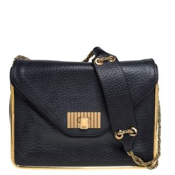 Pre Owned Chloe Black Leather Medium Sally Flap Shoulder Bag
