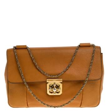 Pre Owned Chloe Orange Leather Large Elsie Shoulder Bag