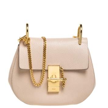 Pre Owned Chloe Beige Leather Small Drew Shoulder Bag