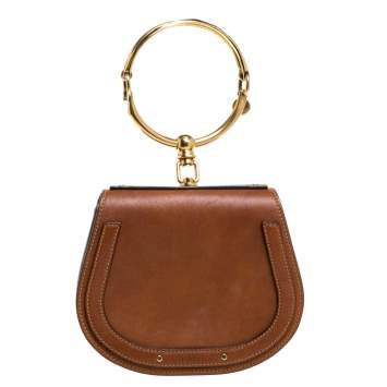 Pre Owned Chloe Brown Leather and Suede Small Nile Bracelet Shoulder Bag