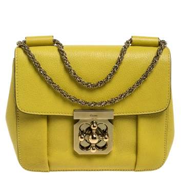 Pre Owned Chloe Light Green Leather Small Elsie Shoulder Bag