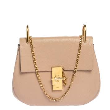 Pre Owned Chloe Blush Pink Leather Medium Drew Shoulder Bag