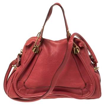 Pre Owned Chloé Red Leather Medium Paraty Shoulder Bag