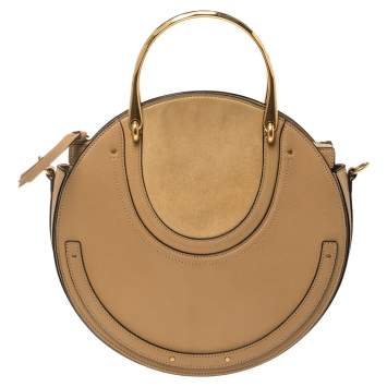 Pre Owned Chloe Beige Leather and Suede Medium Pixie Shoulder Bag 