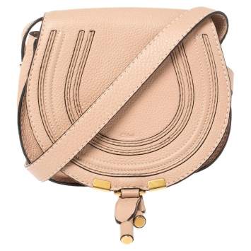 Pre Owned Chloe Powder Pink Leather Mini Marcie Crossbody Bag