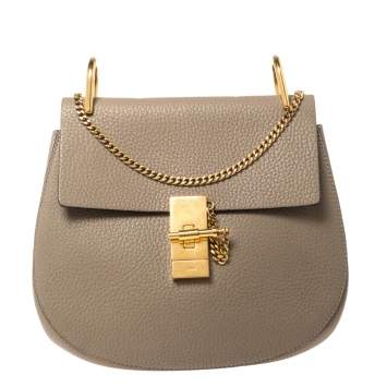 Pre Owned Chloe Taupe Leather Medium Drew Shoulder Bag