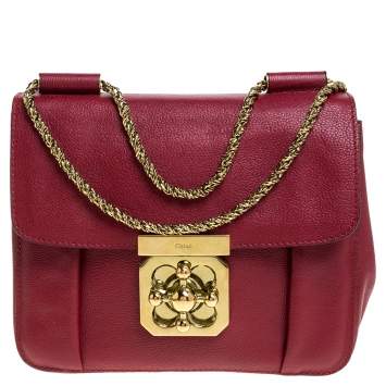 Pre Owned Chloe Red Leather Small Elsie Shoulder Bag
