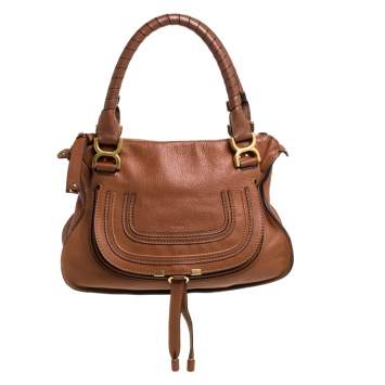 Pre Owned Chloe Tan Leather Medium Marcie Shoulder Bag