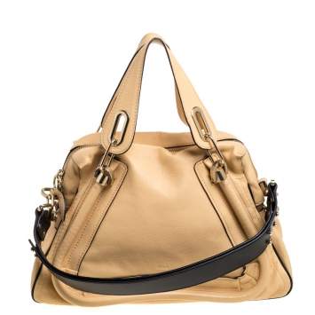 Pre Owned Chloe Beige Leather Medium Paraty Shoulder Bag