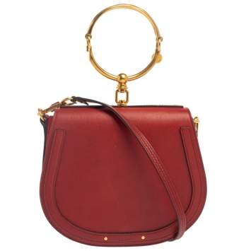Pre Owned Chloe Red Leather Medium Nile Bracelet Shoulder Bag