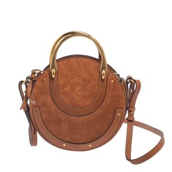 Pre Owned Chloe Brown Leather and Suede Small Pixie Shoulder Bag