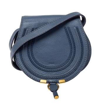 Pre Owned Chloe Blue Leather Mini Marcie Crossbody Bag