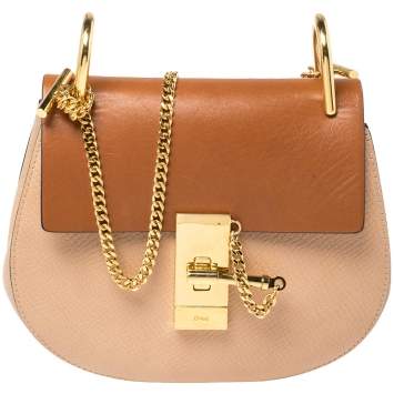 Pre Owned Chloe Beige/Brown Leather Small Drew Shoulder Bag