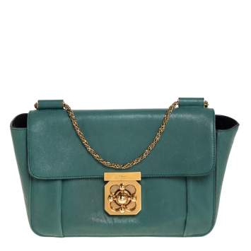Pre Owned Chloe Green Leather Medium Elsie Shoulder Bag