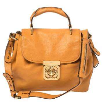 Pre Owned Chloe Mustard Yellow Leather Elsie Top Handle Bag