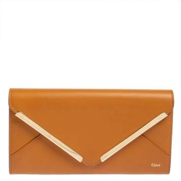Pre Owned Chloé Brown Leather Envelope Wallet