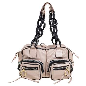 Pre Owned Chloe Beige/Black Leather Betty Satchel