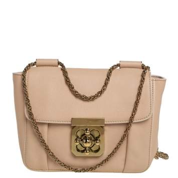 Pre Owned Chloe Beige Leather Small Elsie Shoulder Bag